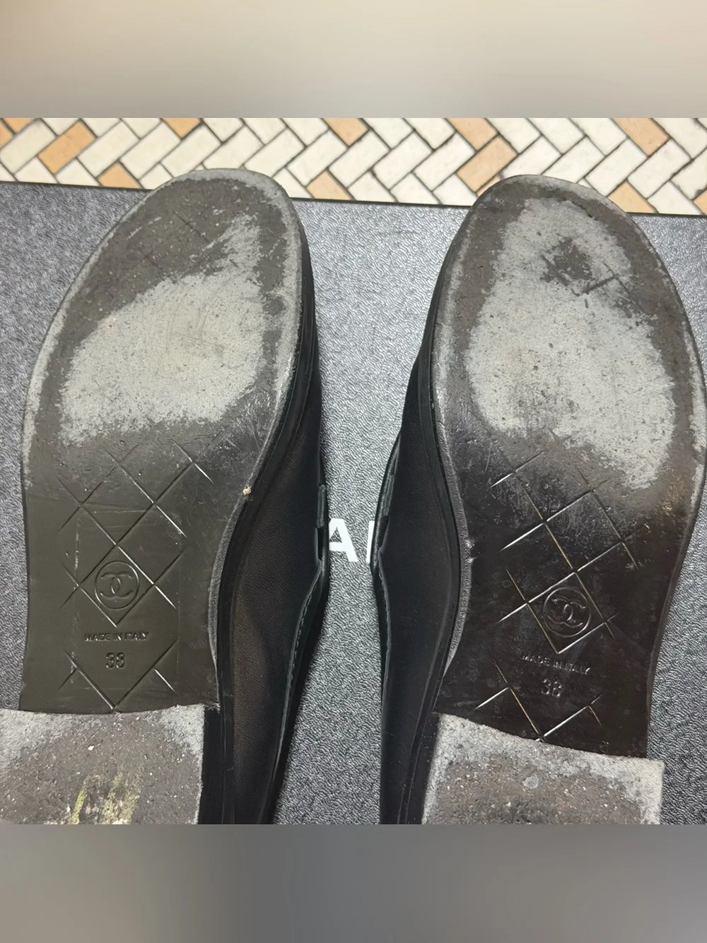 CHANEL Black Quilted Leather Loafers Gold CC Emblem